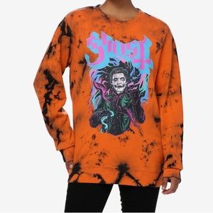 Ghost Cardinal Copia Orange TieDye Sweatshirt Hot Topic Halloween Nameless Ghoul